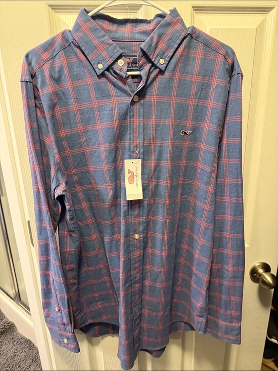 Vineyard Vines Other - Vineyard Vines Men’s Blue and Pink Plaid Button-Down Shirt